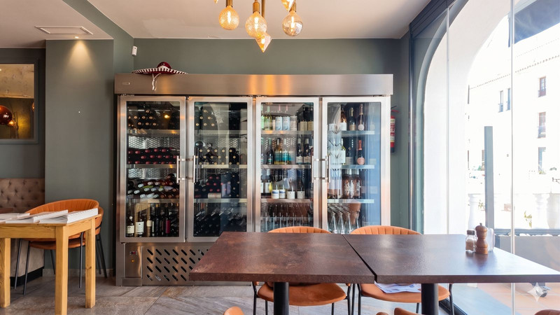 Wine display and dining tables