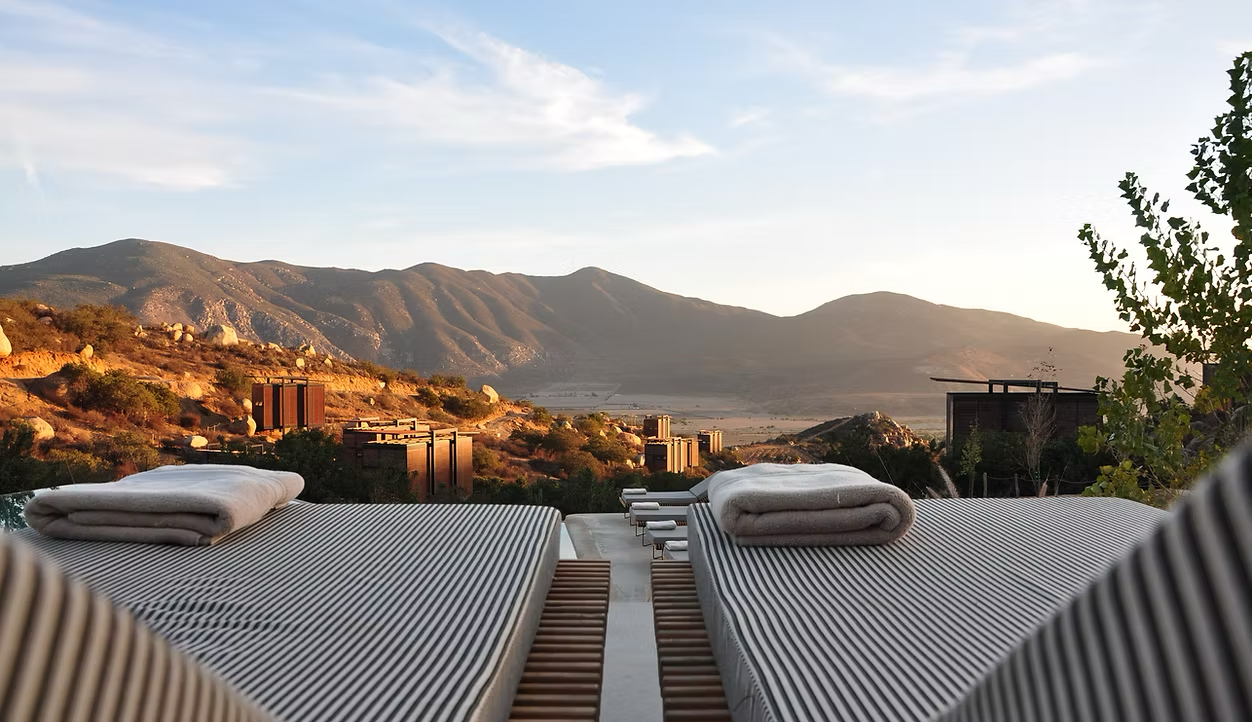 Resort with mountains in the background