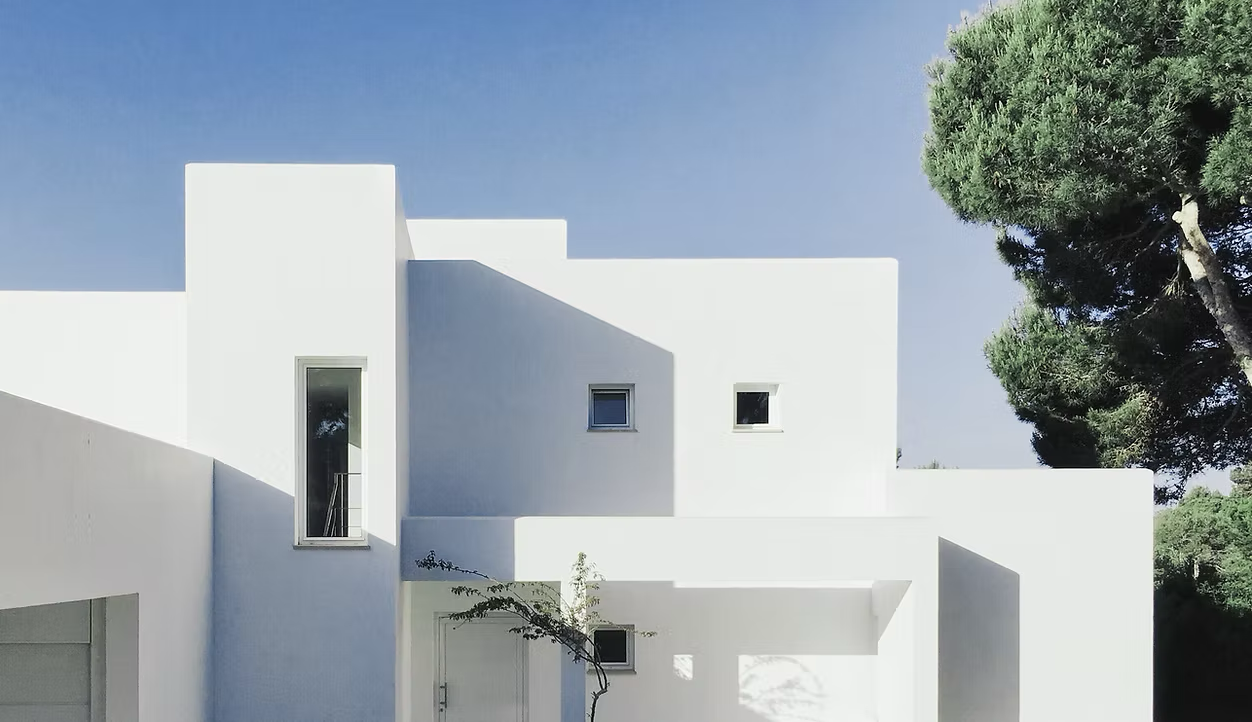 Modern white house exterior