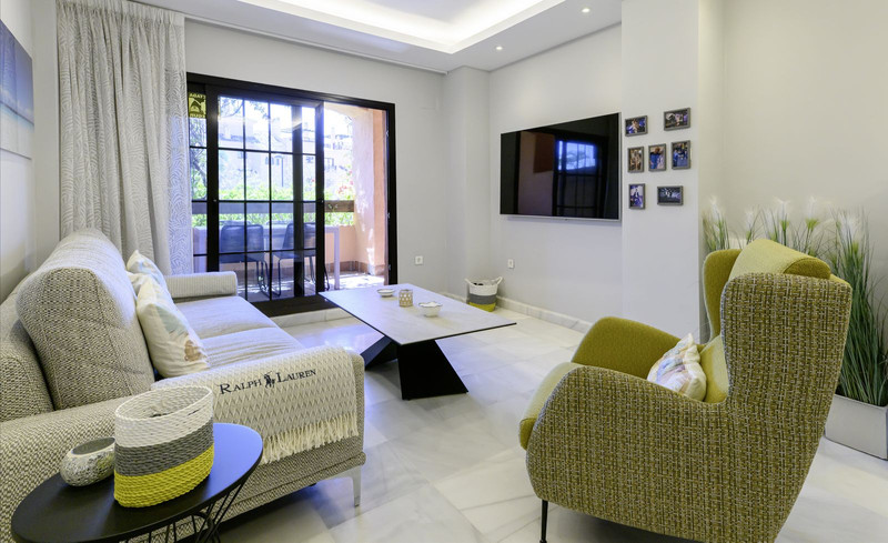 Bright lounge area with modern furnishings