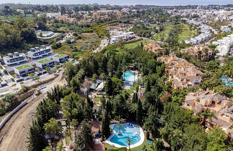 Aerial view of a Marbella residential area